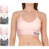 imageReebok Womens Everyday Bras  4 Pack Soft Stretch Seamless Performance Cross Back Strap Sports Bra for Women Sizes SXLGrey StripePink