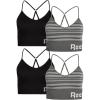 imageReebok Womens Everyday Bras  4 Pack Soft Stretch Seamless Performance Cross Back Strap Sports Bra for Women Sizes SXLGrey StripeBlack