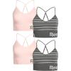 imageReebok Womens Everyday Bras  4 Pack Soft Stretch Seamless Performance Cross Back Strap Sports Bra for Women Sizes SXLGrey StripePink