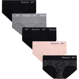 imageReebok Hipster Panties for Women  5 Pack Stretch Performance Seamless Underwear with Relaxed TagFree Waistband SXLBlack SpacedyeLotusGreystoneBlackBlack
