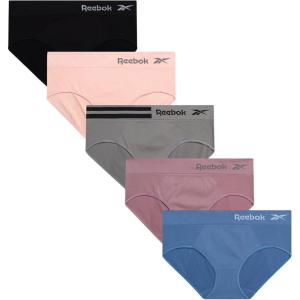 imageReebok Hipster Panties for Women  5 Pack Stretch Performance Seamless Underwear with Relaxed TagFree Waistband SXLBlackBlue ToadstoolSharkskinLotus