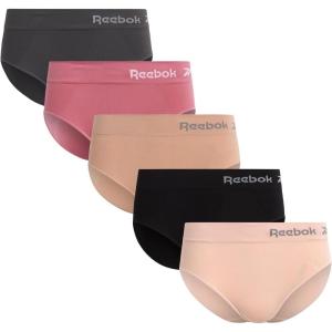 imageReebok Hipster Panties for Women  5 Pack Stretch Performance Seamless Underwear with Relaxed TagFree Waistband SXLBlackened PearlRose DustWarm TaupeFoxgloveBlack