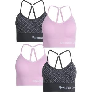 imageReebok Womens Everyday Bras  4 Pack Soft Stretch Seamless Performance Cross Back Strap Sports Bra for Women Sizes SXLBlack JacquardMauve