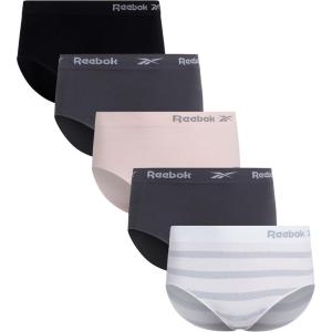 imageReebok Womens Plus Size Briefs  5 Pack Performance High Waisted Underwear for Women Designed to Fit Your Curves 1X3XBlackBlackend PearlLotusBlackened PearlWhiteGrey Stripe