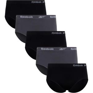 imageReebok Womens Plus Size Briefs  5 Pack Performance High Waisted Underwear for Women Designed to Fit Your Curves 1X3XBlackBlackenedPearl