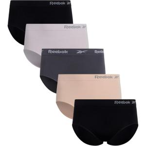imageReebok Womens Plus Size Briefs  5 Pack Performance High Waisted Underwear for Women Designed to Fit Your Curves 1X3XBlackLight RoseBlackened PearlTanBlack