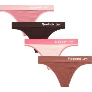 imageReebok Womens Thongs  4 Pack Performance Seamless Thongs for Women Sexy Panties  Breathable Underwear for Women SXLLotusNutmegJavaFoxglove