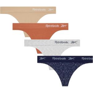 imageReebok Womens Thongs  4 Pack Performance Seamless Thongs for Women Sexy Panties  Breathable Underwear for Women SXLNaturalClayCreamJacquard