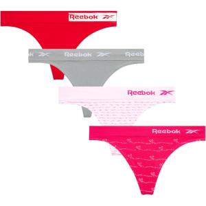 imageReebok Womens Thongs  4 Pack Performance Seamless Thongs for Women Sexy Panties  Breathable Underwear for Women SXLPink YarrowSharkskinCrimsonPink Lady
