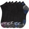 imageReebok Womens Comfort Cushioned Athletic Quarter Cut Socks 6 PackBlackGrey Multi