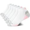 imageReebok Womens Comfort Cushioned Athletic Quarter Cut Socks 6 PackWhiteGrey Logo