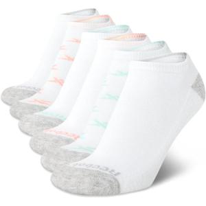 imageReebok Womens Athletic Socks  Performance Cushioned Low Cut Socks 6 PackWhite  Pink  Green
