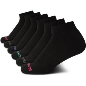 imageReebok Womens Comfort Cushioned Athletic Quarter Cut Socks 6 PackBlack