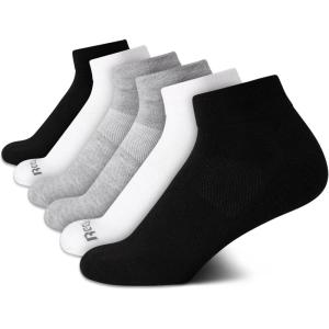 imageReebok Womens Comfort Cushioned Athletic Quarter Cut Socks 6 PackBlackWhite Assorted
