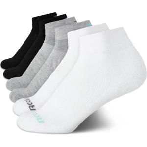 imageReebok Womens Comfort Cushioned Athletic Quarter Cut Socks 6 PackBlackWhiteGrey