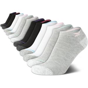 imageReebok Womens No Show Socks  12 Pack Low Cut Ankle Socks for Women  Womens Cushioned Athletic Sock Sizes 410BlackGreyPink Logo