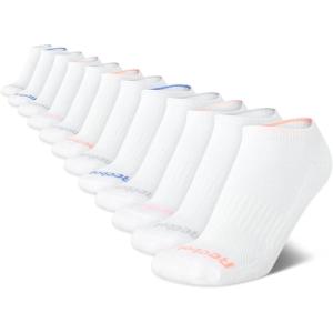 imageReebok Womens No Show Socks  12 Pack Low Cut Ankle Socks for Women  Womens Cushioned Athletic Sock Sizes 410Bright White Logo