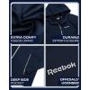imageReebok Womens Jacket  Windproof Woven Softshell Jacket with Hood for Running Hiking  Lightweight Jackets for Women SXLNavy