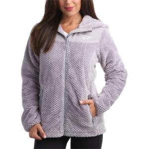 imageReebok Womens Fleece Zip Up Jacket  Warm Snow Fleece Winter Jacket with Hood  Insulated Winter Jackets for Women SXLDove Grey