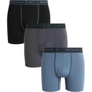 imageReebok Mens Boxer Briefs  3 Pack Moisture Wicking Athletic Performance Underwear  Boxer Briefs for Men Sizes SXL Size Small 3pk BlackDark BlueDark Grey