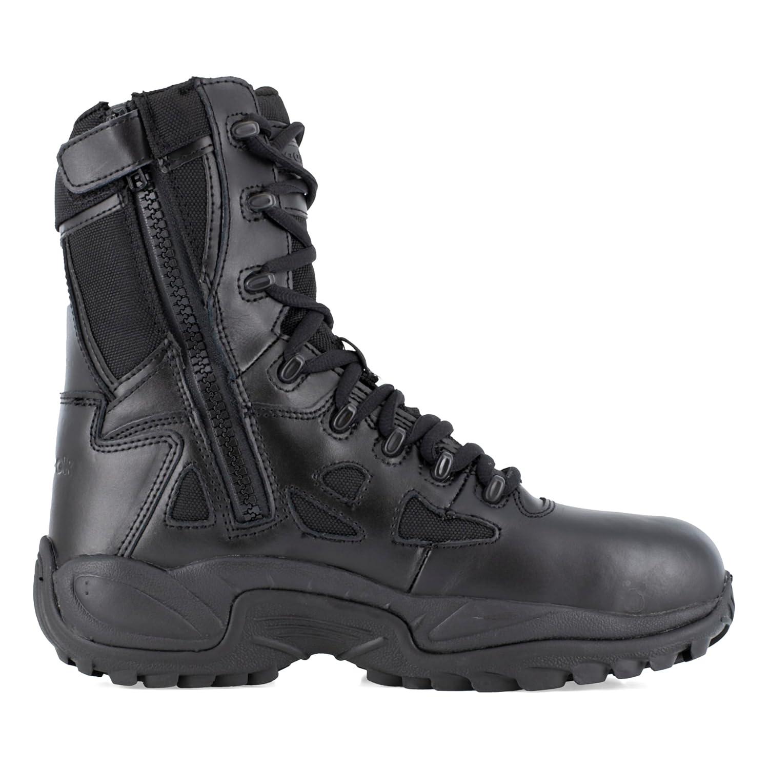 imageReebok mens Rapid Response Rb Safety Toe 8quot Stealth With Side Zipper military and tactical boots Black 9 US12 Wide