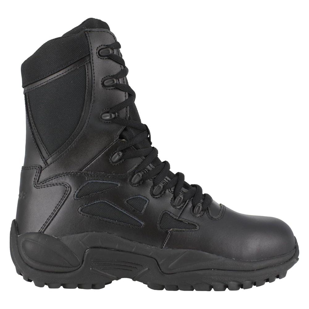 imageReebok mens Rapid Response Rb Safety Toe 8quot Stealth With Side Zipper military and tactical boots Black 9 US12 Wide