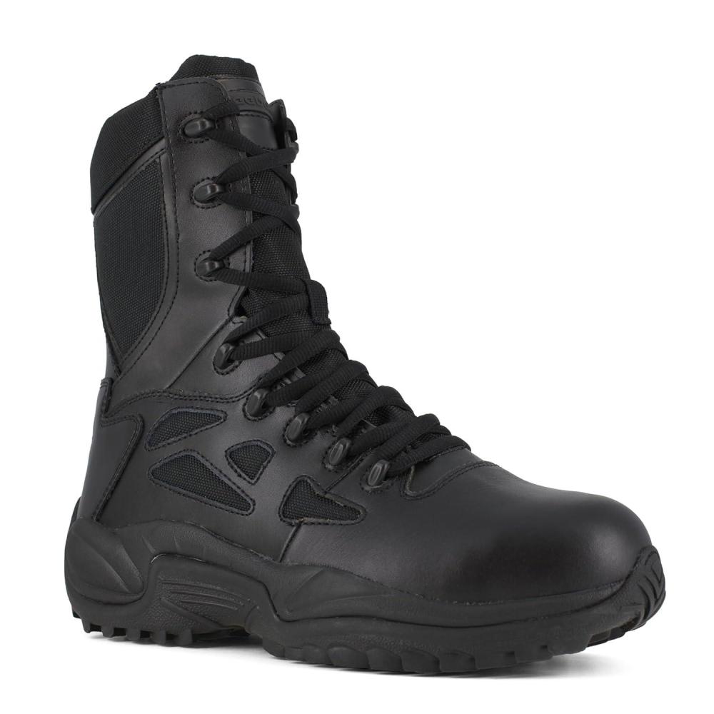 imageReebok mens Rapid Response Rb Safety Toe 8quot Stealth With Side Zipper military and tactical boots Black 9 US15 Wide
