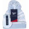 imageReebok 2Piece BabyToddler Winter Hat and Gripped Mittens Knitted Pom Beanie ampamp AntiSlip Gloves Cold Weather AccessoriesBlueIvory