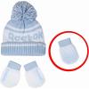 imageReebok 2Piece BabyToddler Winter Hat and Gripped Mittens Knitted Pom Beanie ampamp AntiSlip Gloves Cold Weather AccessoriesBlueIvory
