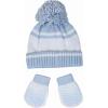 imageReebok 2Piece BabyToddler Winter Hat and Gripped Mittens Knitted Pom Beanie ampamp AntiSlip Gloves Cold Weather AccessoriesBlueIvory