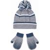 imageReebok 2Piece BabyToddler Winter Hat and Gripped Mittens Knitted Pom Beanie ampamp AntiSlip Gloves Cold Weather AccessoriesLight GrayBlue