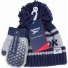 imageReebok 2Piece BabyToddler Winter Hat and Gripped Mittens Knitted Pom Beanie ampamp AntiSlip Gloves Cold Weather AccessoriesVector NavyLight Gray