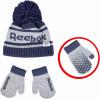 imageReebok 2Piece BabyToddler Winter Hat and Gripped Mittens Knitted Pom Beanie ampamp AntiSlip Gloves Cold Weather AccessoriesVector NavyLight Gray