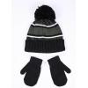 imageReebok 2Piece BabyToddler Winter Hat and Mittens Set Warm Knitted Pom Beanie ampamp Gloves Kids Cozy Cold Weather AccessoriesBlack
