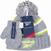 imageReebok 2Piece BabyToddler Winter Hat and Mittens Set Warm Knitted Pom Beanie ampamp Gloves Kids Cozy Cold Weather AccessoriesGrayLime