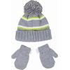 imageReebok 2Piece BabyToddler Winter Hat and Mittens Set Warm Knitted Pom Beanie ampamp Gloves Kids Cozy Cold Weather AccessoriesGrayLime