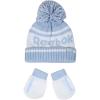 imageReebok 2Piece BabyToddler Winter Hat and Gripped Mittens Knitted Pom Beanie ampamp AntiSlip Gloves Cold Weather AccessoriesBlueIvory