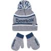 imageReebok 2Piece BabyToddler Winter Hat and Gripped Mittens Knitted Pom Beanie ampamp AntiSlip Gloves Cold Weather AccessoriesLight GrayBlue