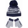 imageReebok 2Piece BabyToddler Winter Hat and Gripped Mittens Knitted Pom Beanie ampamp AntiSlip Gloves Cold Weather AccessoriesVector NavyLight Gray