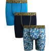 imageReebok Boys Boxer Briefs  3 Pack Performance Stretch Athletic Long Leg Underwear Boxers for Boys with Support Pouch 618Blue PrintMaritime BlueAzure Blue
