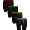 imageReebok Boys Boxer Briefs  4 Pack Soft Breathable MoistureWicking Boxers  Underwear Pack for Boys Sizes 618All Black With Contrast Waistband Print