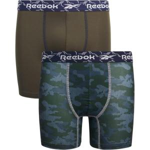 imageReebok Boys Boxer Briefs  2 Pack Soft Comfort Performance Stretch Underwear  Breathable Boxers for Boys 818Camo BlueGreen
