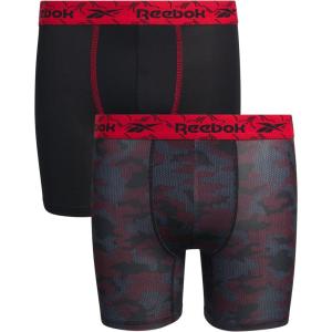 imageReebok Boys Boxer Briefs  2 Pack Soft Comfort Performance Stretch Underwear  Breathable Boxers for Boys 818Grey CamoBlack