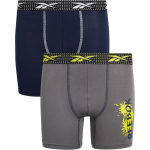 imageReebok Boys Boxer Briefs  2 Pack Underwear Sport Soft Performance Boxer Briefs  Kids Boxer Briefs Underwear for Boys 618Smoked GreyNavy