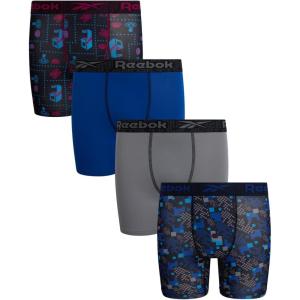 imageReebok Boys Boxer Briefs  3 Pack Soft Comfort Performance Stretch Boys Underwear  Breathable Boxers for Boy 618Black PrintStone GreySurf the Web