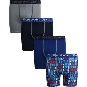 imageReebok Boys Boxer Briefs  3 Pack Soft Comfort Performance Stretch Boys Underwear  Breathable Boxers for Boy 618Blue PrinTgreyBlueMaritime Blue