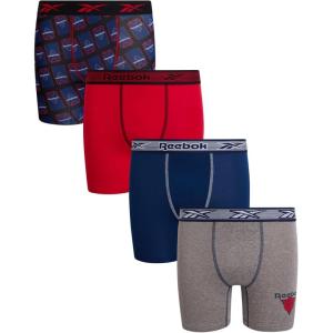 imageReebok Boys Boxer Briefs  3 Pack Soft Comfort Performance Stretch Boys Underwear  Breathable Boxers for Boy 618Light Grey MelangeBlue DepthsChinese RedPrint
