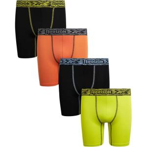 imageReebok Boys Boxer Briefs  4 Pack Soft Breathable MoistureWicking Boxers  Underwear Pack for Boys Sizes 618BlackPale Yellow GreenBlackTangerine