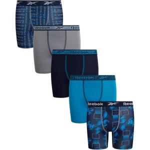 imageReebok Boys Boxer Briefs  5 Pack Breathable Performance Stretch Athletic Underwear Boxers for Boys with Contour Pouch 618Maritime BlueStone GreyAtomic Blue