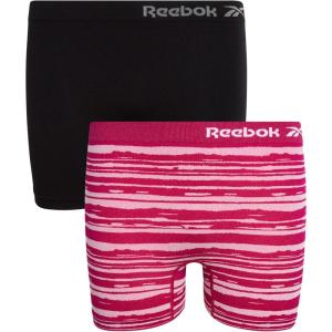 imageReebok Girls Bike Shorts  2 Pack Stretch Performance Dance Cartwheel Shorts for Girls  Seamless Underwear Shorties 616Pink JacquardBlack